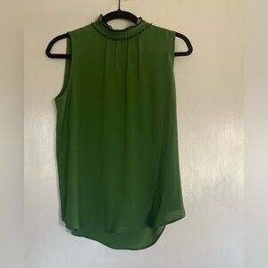 Sleeveless Green With Navy accents Ann Taylor Mock Neck Top